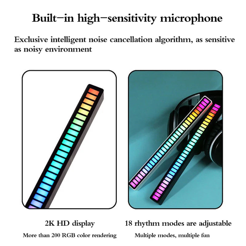 Creative 5V USB 16/32 LED Night Lights Pickup Voice App Control RGB Music Rhythm Light Bar