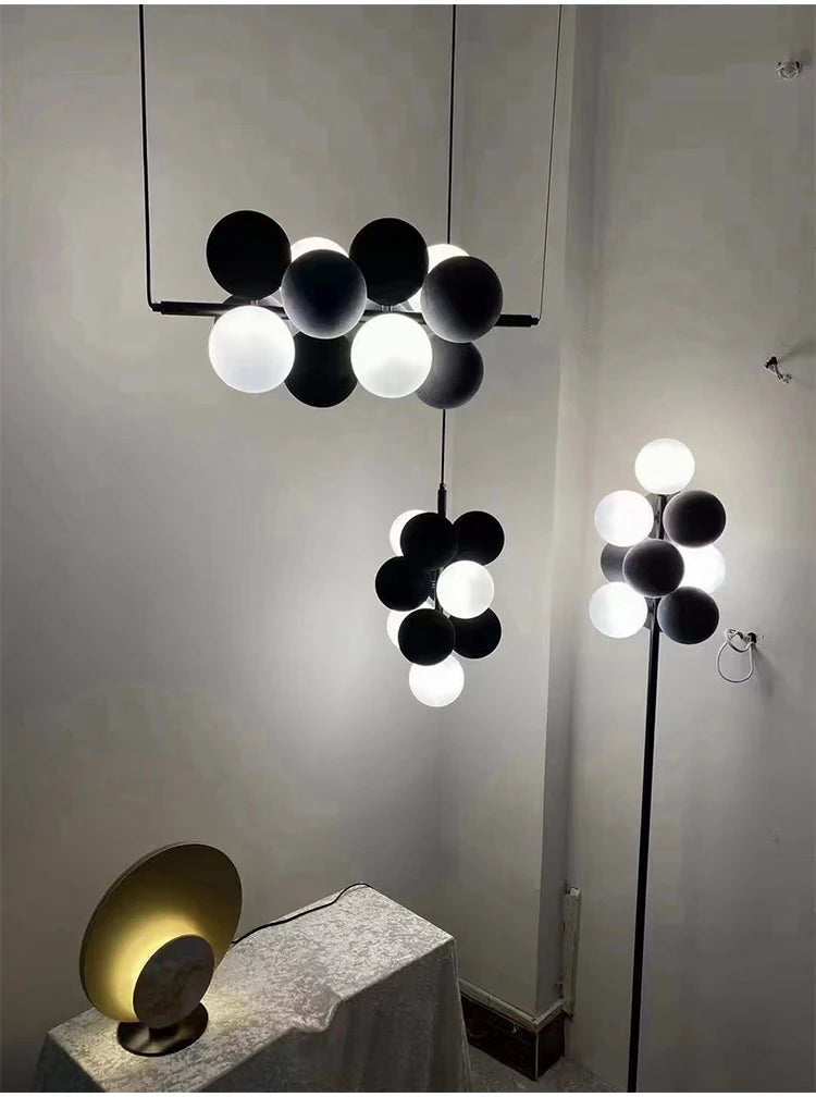 Dining room chandelier creative villa loft apartment lamp Nordic flannelette ball designer light luxury study living room lamp