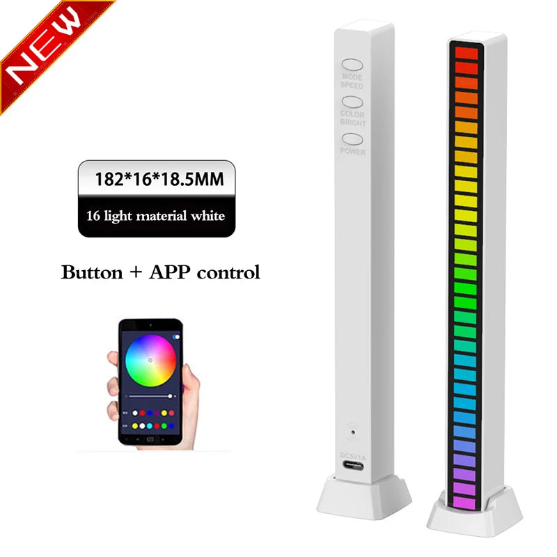 Creative 5V USB 16/32 LED Night Lights Pickup Voice App Control RGB Music Rhythm Light Bar