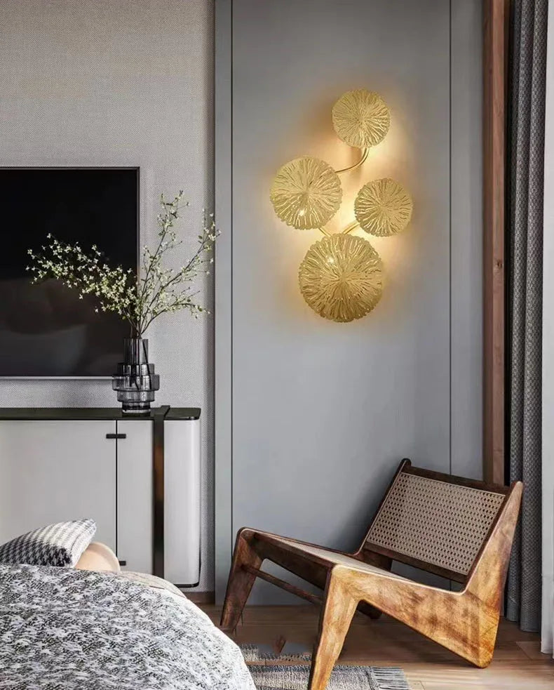 Nordic Creative Leaves Iron Fashion LED Decor Home Atmosphere Wall Lamp Bedroom Study Foyer Dining Room Lighting Fixtures