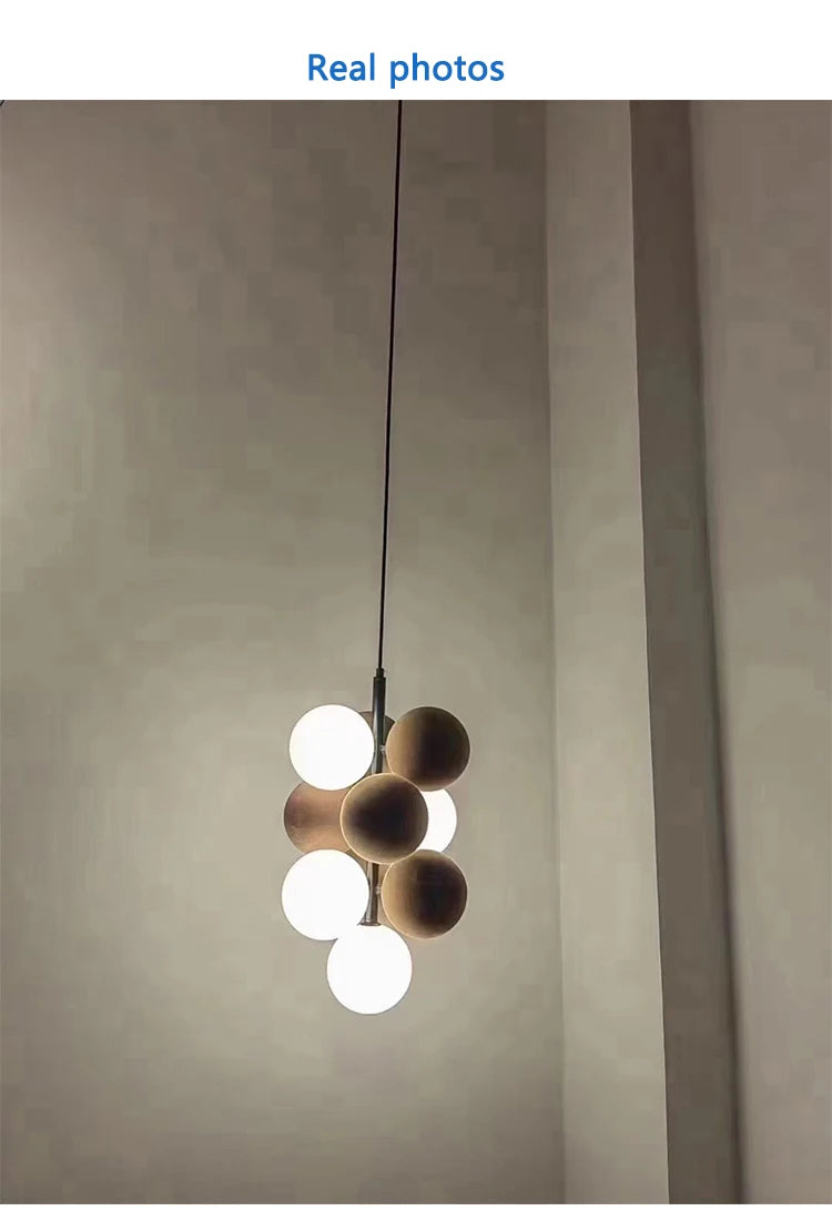 Dining room chandelier creative villa loft apartment lamp Nordic flannelette ball designer light luxury study living room lamp