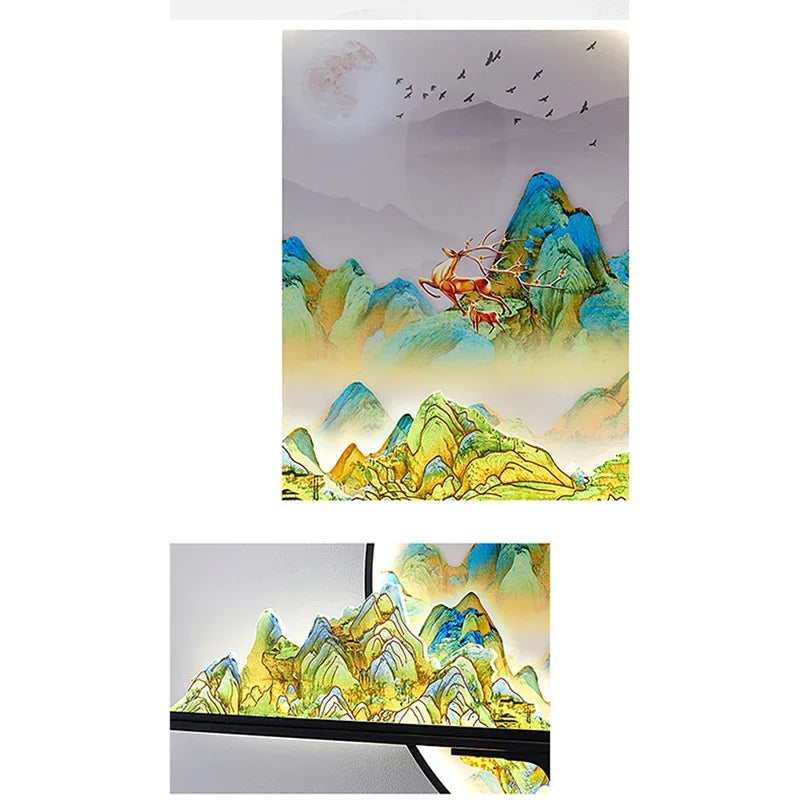 AFRA Modern Picture Wall Light LED Chinese Creative Landscape Mural Lamp For Home Living Room Study Bedroom Decor Painting
