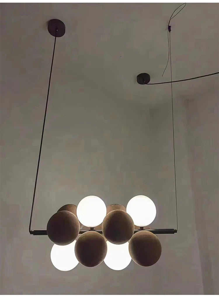 Dining room chandelier creative villa loft apartment lamp Nordic flannelette ball designer light luxury study living room lamp