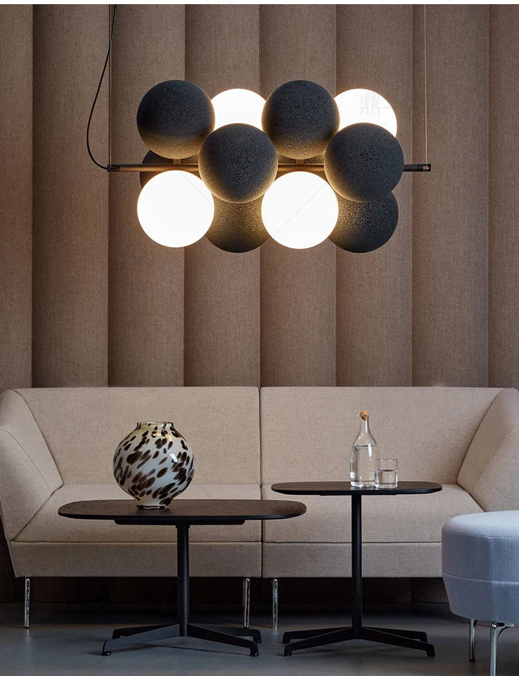Dining room chandelier creative villa loft apartment lamp Nordic flannelette ball designer light luxury study living room lamp