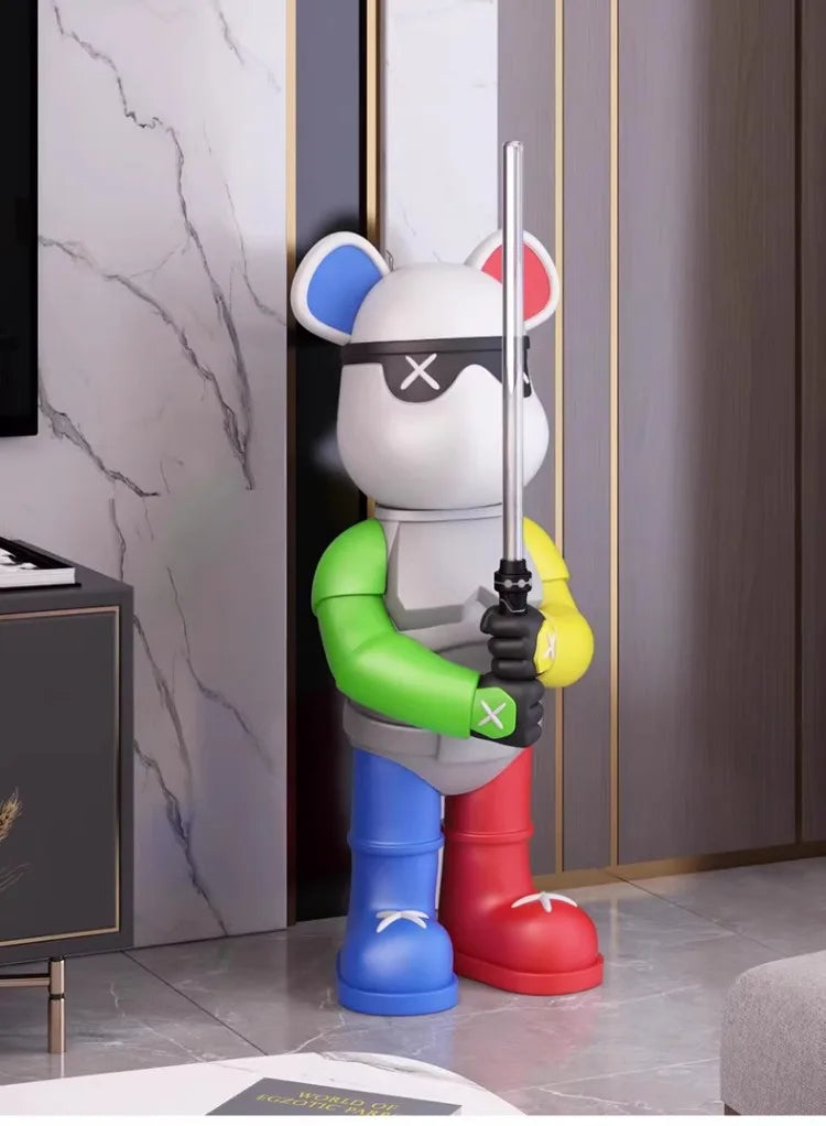 Light Luxury Lightsaber Bear, Trendy Floor-standing, Large Ornaments, Furniture, TV Cabinet, Creative Living Room Decorations