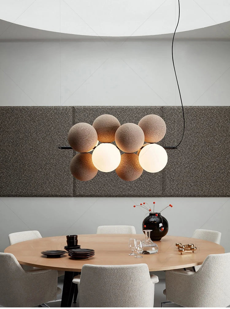 Dining room chandelier creative villa loft apartment lamp Nordic flannelette ball designer light luxury study living room lamp