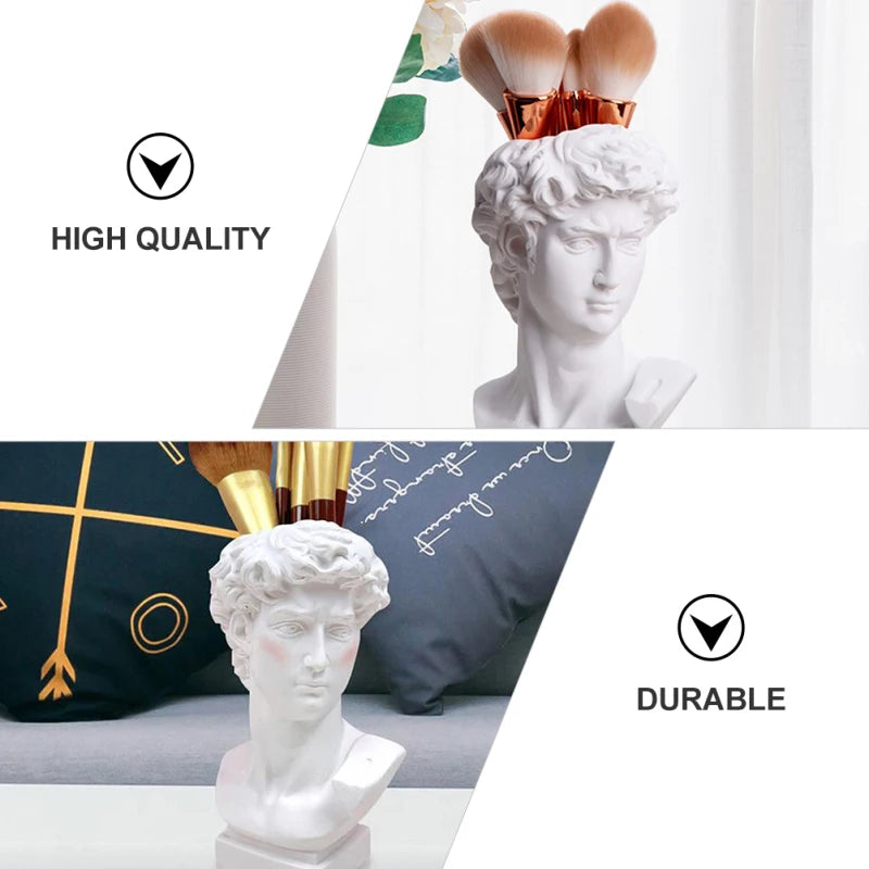 David Funny Pen Holder Creative Container Resin Succulent Pot Statue Bonsai Brush Plant Desktop Lead Pencils