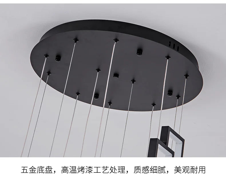 Designer Lighting Stair Chandelier Modern LED Indoor Lighting Creative Duplex Floor Decoration Long Line Black Chandelier