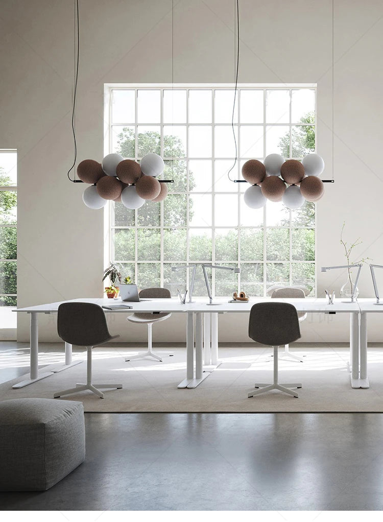 Dining room chandelier creative villa loft apartment lamp Nordic flannelette ball designer light luxury study living room lamp
