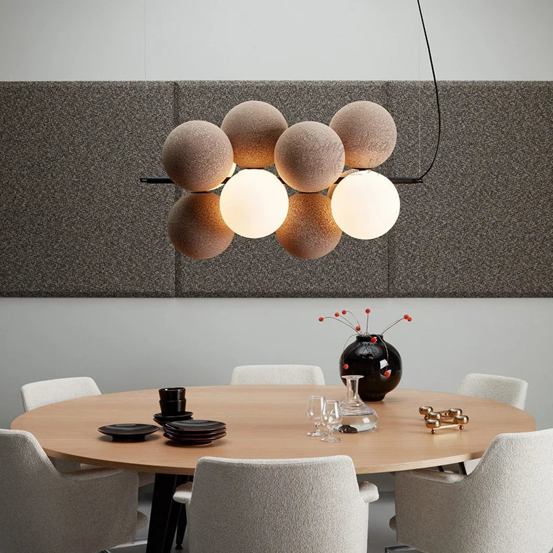 Dining room chandelier creative villa loft apartment lamp Nordic flannelette ball designer light luxury study living room lamp