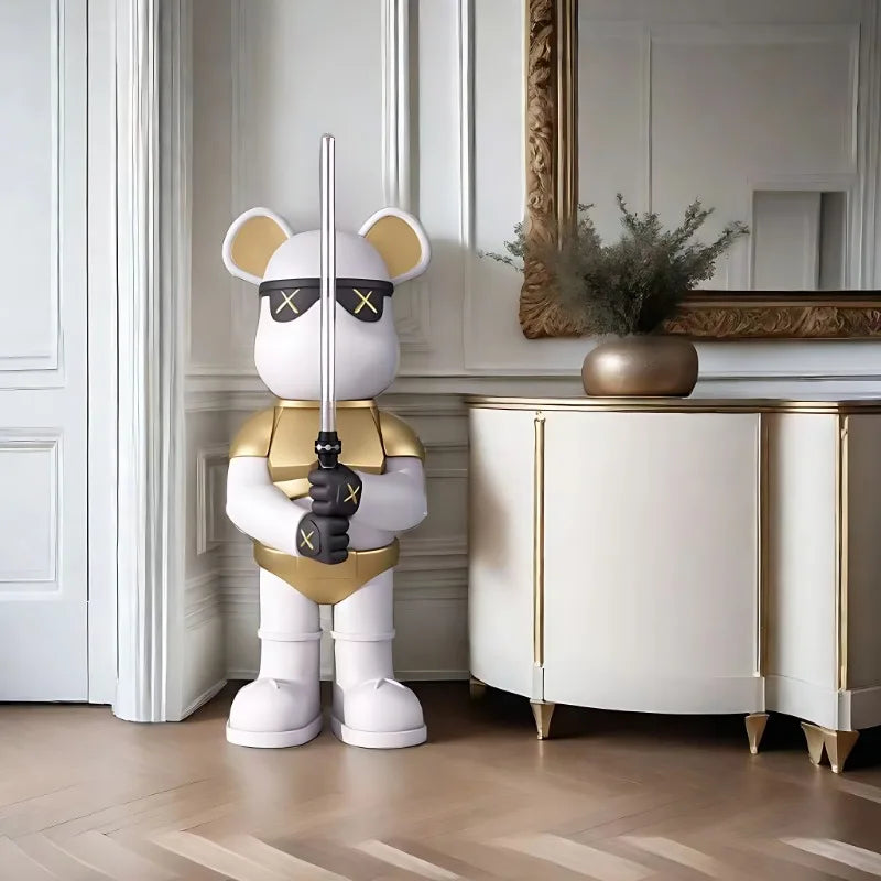 Light Luxury Lightsaber Bear, Trendy Floor-standing, Large Ornaments, Furniture, TV Cabinet, Creative Living Room Decorations
