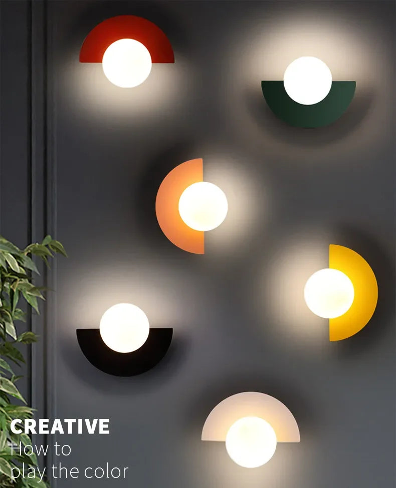 Wall Lamp Nordic LED Bedroom Bedside Simple Colored Designer Creative Living Room Aisle Corridor Study Indoor Lighting