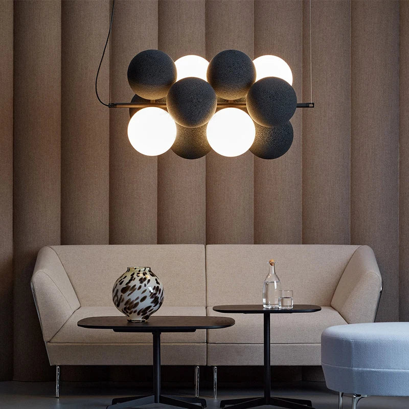 Dining room chandelier creative villa loft apartment lamp Nordic flannelette ball designer light luxury study living room lamp