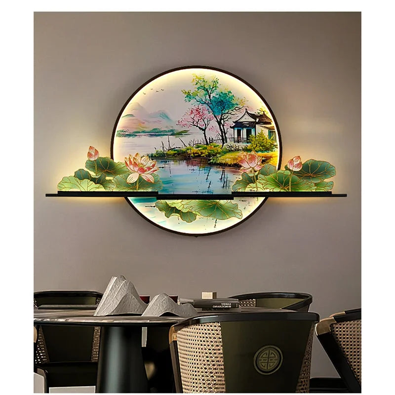AFRA Modern Picture Wall Light LED Chinese Creative Landscape Mural Lamp For Home Living Room Study Bedroom Decor Painting