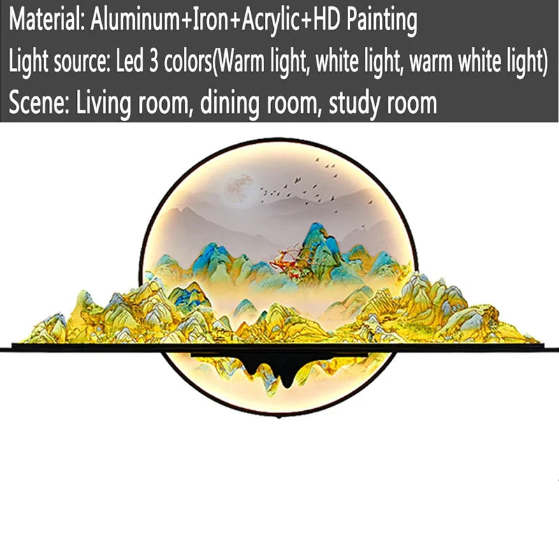AFRA Modern Picture Wall Light LED Chinese Creative Landscape Mural Lamp For Home Living Room Study Bedroom Decor Painting