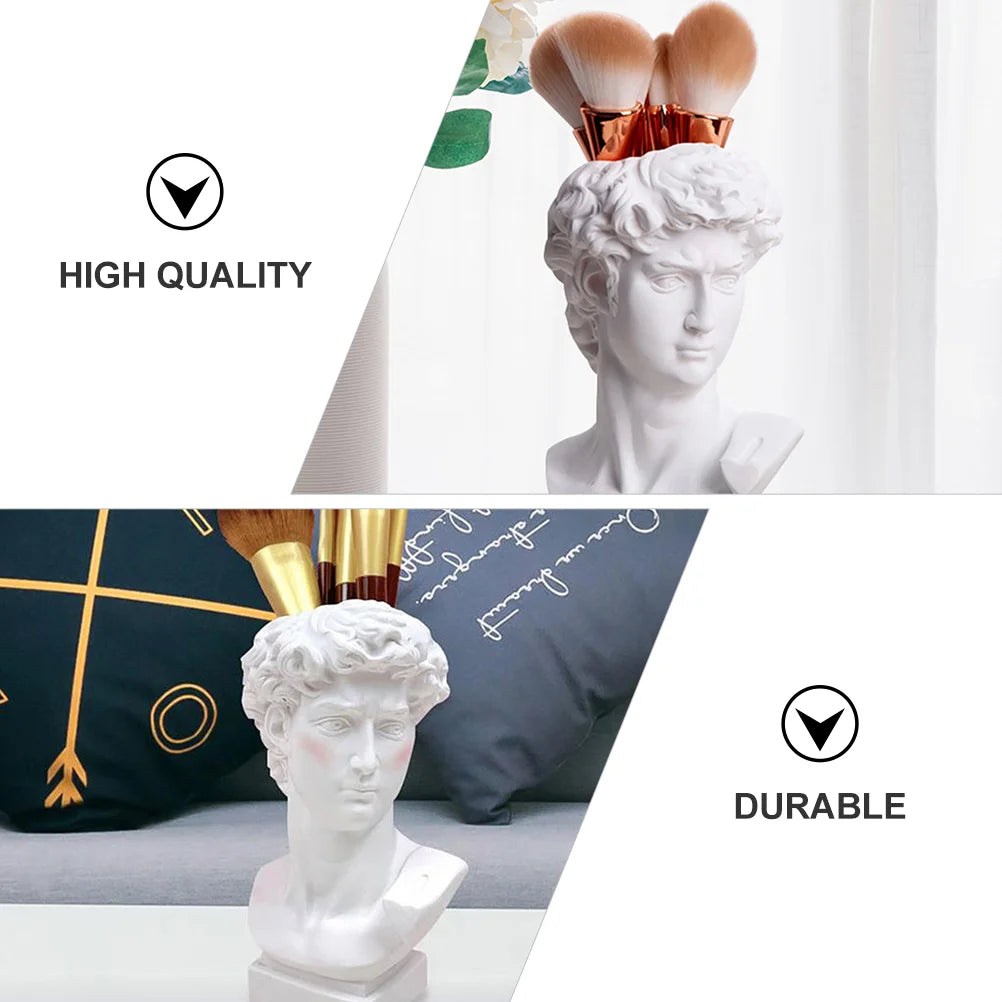 David Funny Pen Holder Creative Container Resin Succulent Pot Statue Bonsai Brush Plant Desktop Lead Pencils