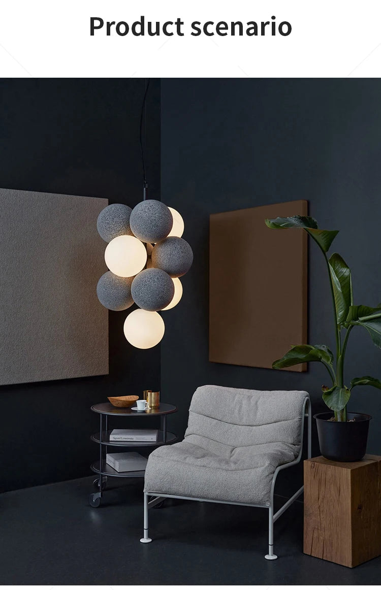 Dining room chandelier creative villa loft apartment lamp Nordic flannelette ball designer light luxury study living room lamp