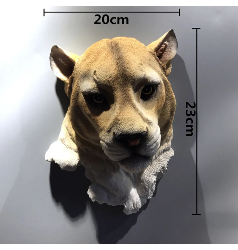 Resin simulation animal head bar cafe restaurant shop decoration sculpture three-dimensional wall hanging retro aesthetic statue