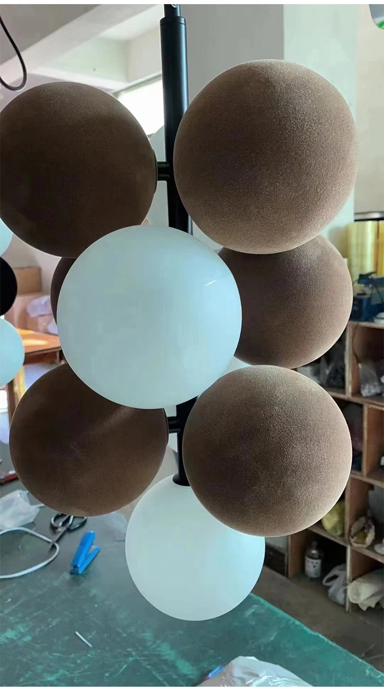 Dining room chandelier creative villa loft apartment lamp Nordic flannelette ball designer light luxury study living room lamp