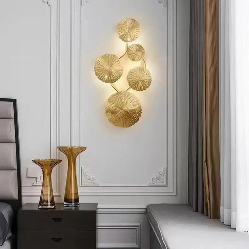 Nordic Creative Leaves Iron Fashion LED Decor Home Atmosphere Wall Lamp Bedroom Study Foyer Dining Room Lighting Fixtures