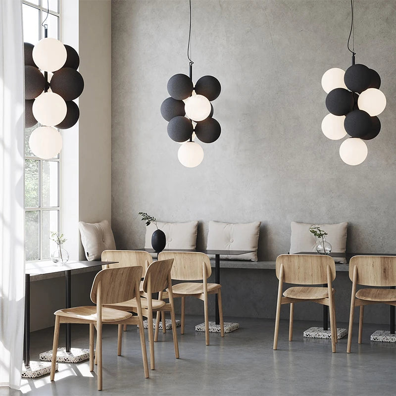 Dining room chandelier creative villa loft apartment lamp Nordic flannelette ball designer light luxury study living room lamp