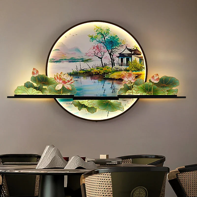 AFRA Modern Picture Wall Light LED Chinese Creative Landscape Mural Lamp For Home Living Room Study Bedroom Decor Painting