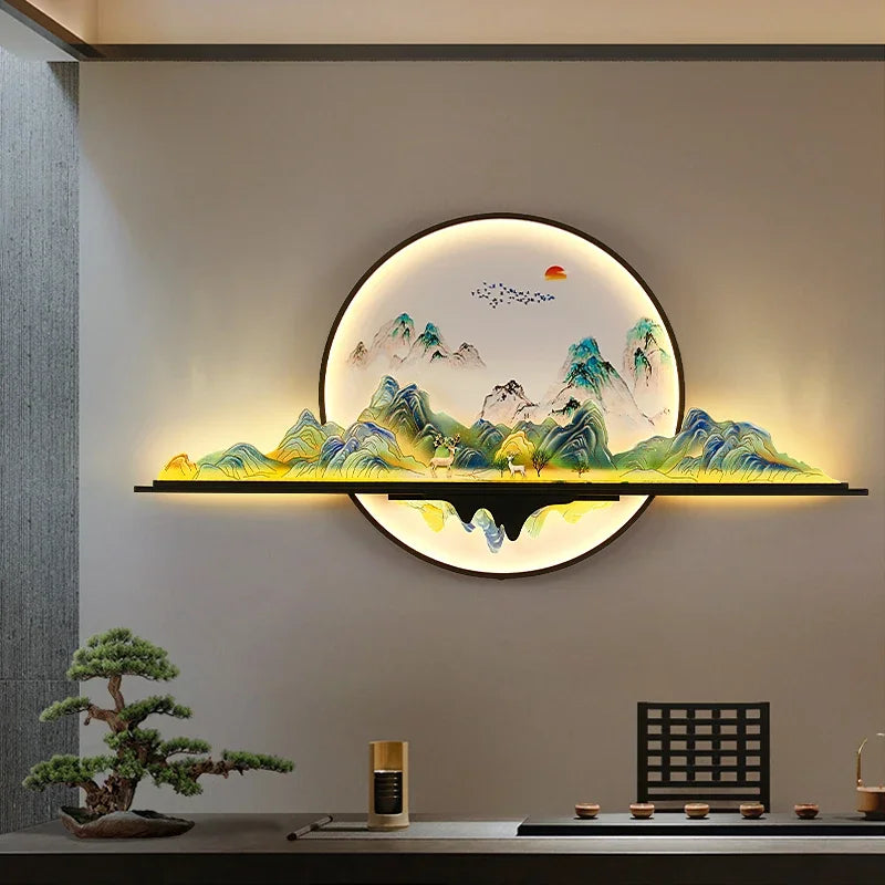 AFRA Modern Picture Wall Light LED Chinese Creative Landscape Mural Lamp For Home Living Room Study Bedroom Decor Painting