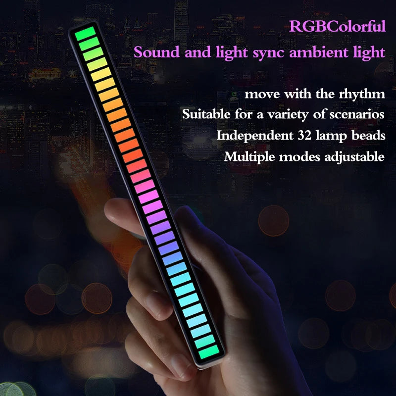 Creative 5V USB 16/32 LED Night Lights Pickup Voice App Control RGB Music Rhythm Light Bar