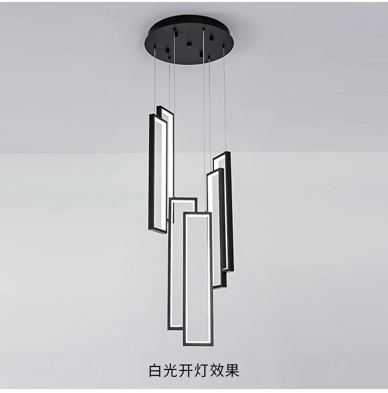 Designer Lighting Stair Chandelier Modern LED Indoor Lighting Creative Duplex Floor Decoration Long Line Black Chandelier