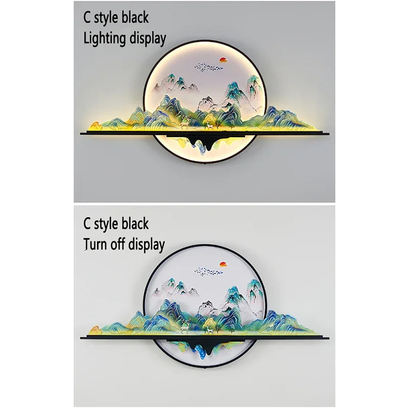AFRA Modern Picture Wall Light LED Chinese Creative Landscape Mural Lamp For Home Living Room Study Bedroom Decor Painting