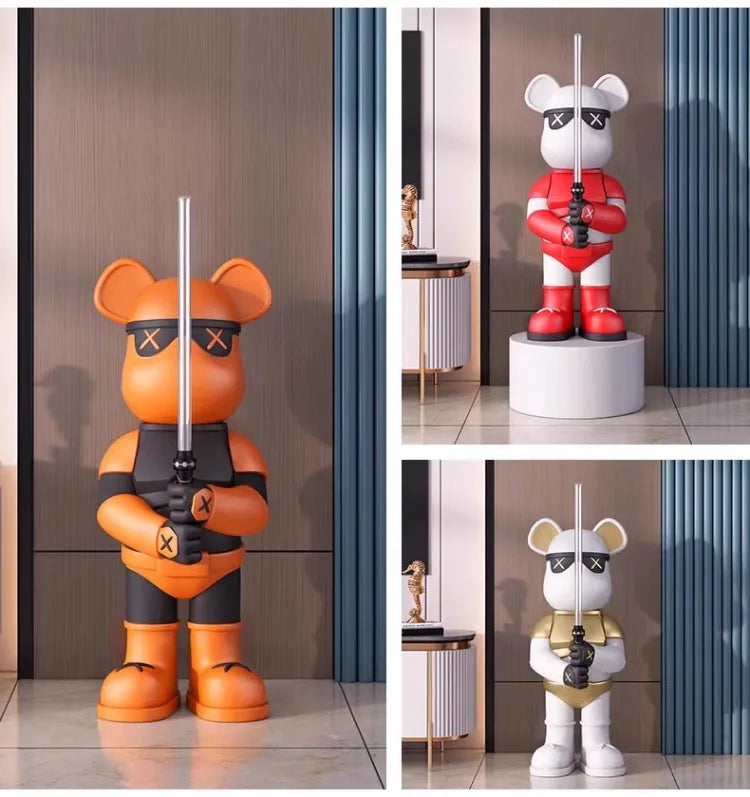 Light Luxury Lightsaber Bear, Trendy Floor-standing, Large Ornaments, Furniture, TV Cabinet, Creative Living Room Decorations
