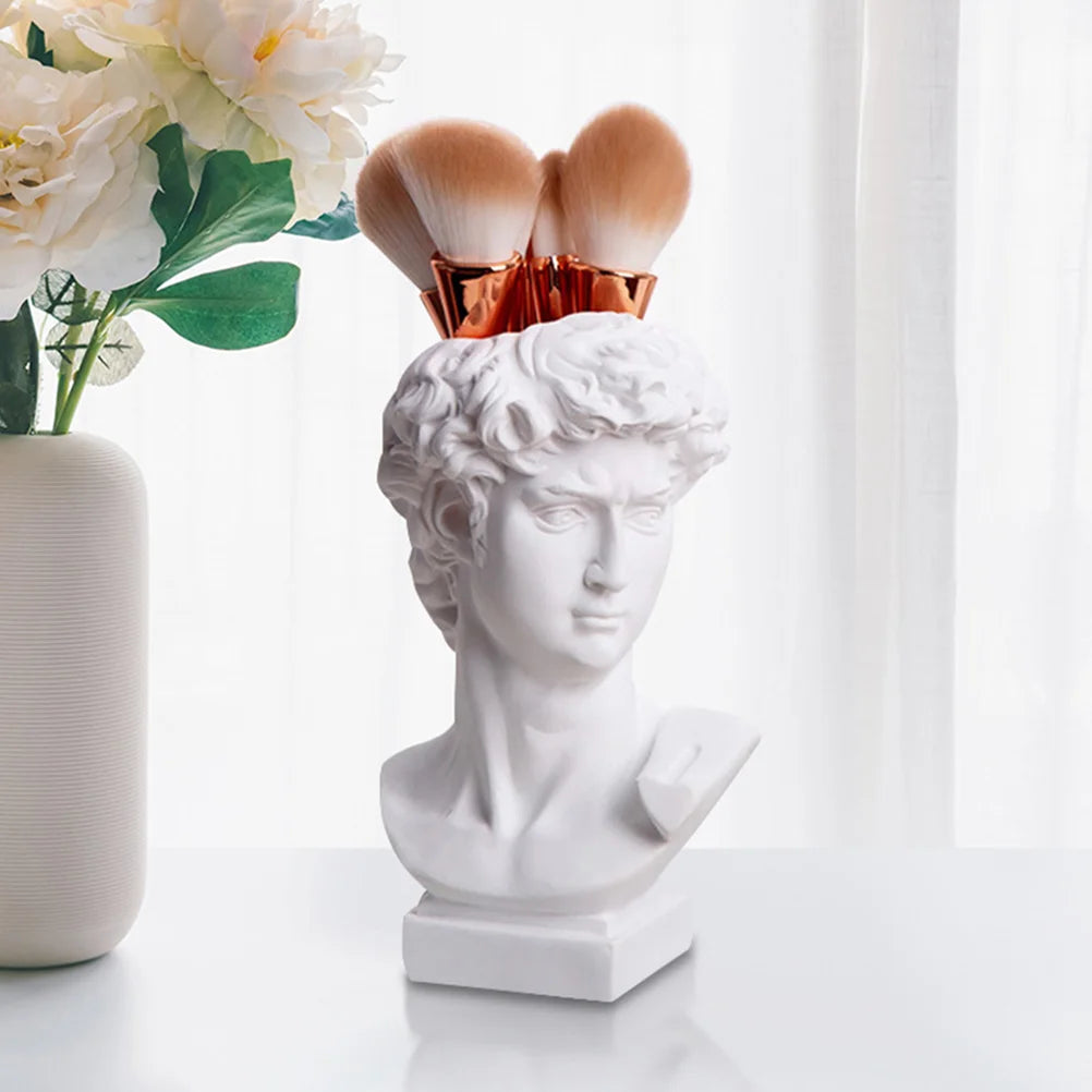David Funny Pen Holder Creative Container Resin Succulent Pot Statue Bonsai Brush Plant Desktop Lead Pencils