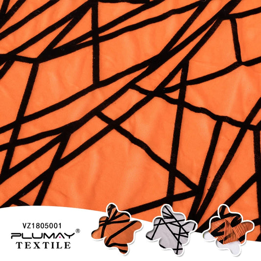 mesh fabric textile flocked knitted DIY, High Quality stripe for garment for Stage costumes party dress