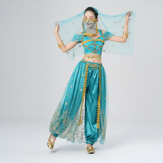 Festival Arabian Princess Costumes Indian Dance Embroidery Bollywood Costume Party Cosplay Jasmine Princess Fancy Lady Outfit